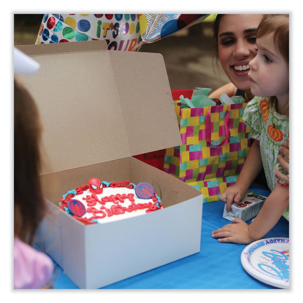 White One-Piece Non-Window Bakery Boxes, Standard, 10 x 10 x 4, White, Paper, 100/Bundle - Image 3