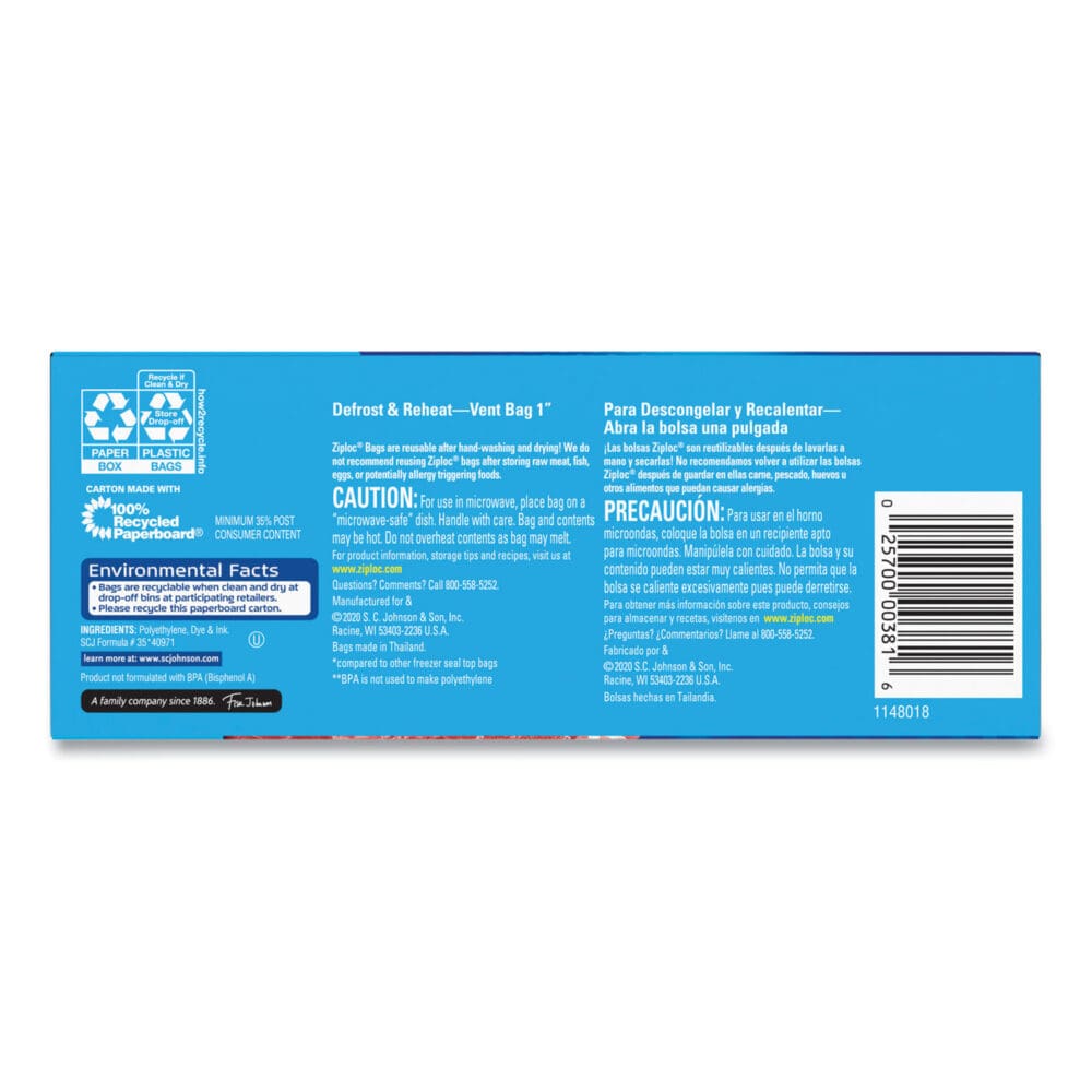 Double Zipper Freezer Bags, 1 qt, 2.7 mil, 6.97" x 7.7", Clear, 38 Bags/Box, 9 Boxes/Carton - Image 4