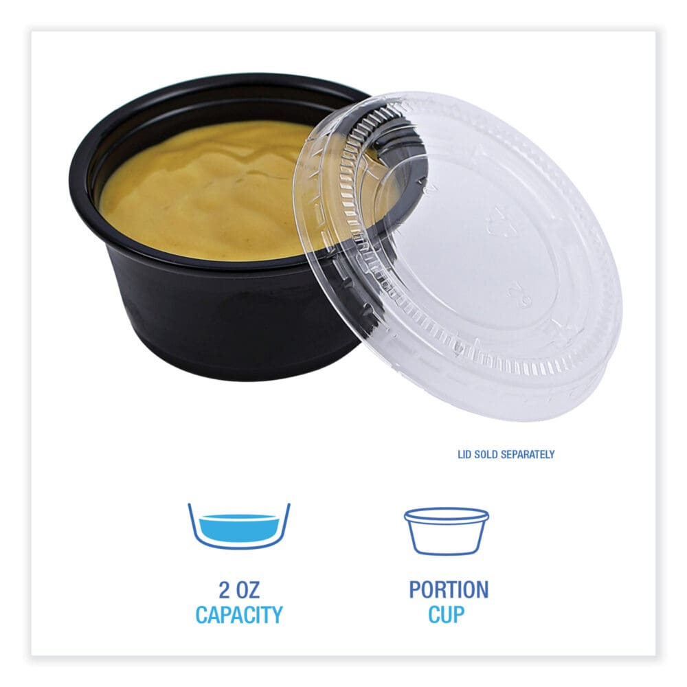 Souffle/Portion Cups, 2 oz, Polypropylene, Black, 125 Cups/Sleeve, 20 Sleeves/Carton - Image 3