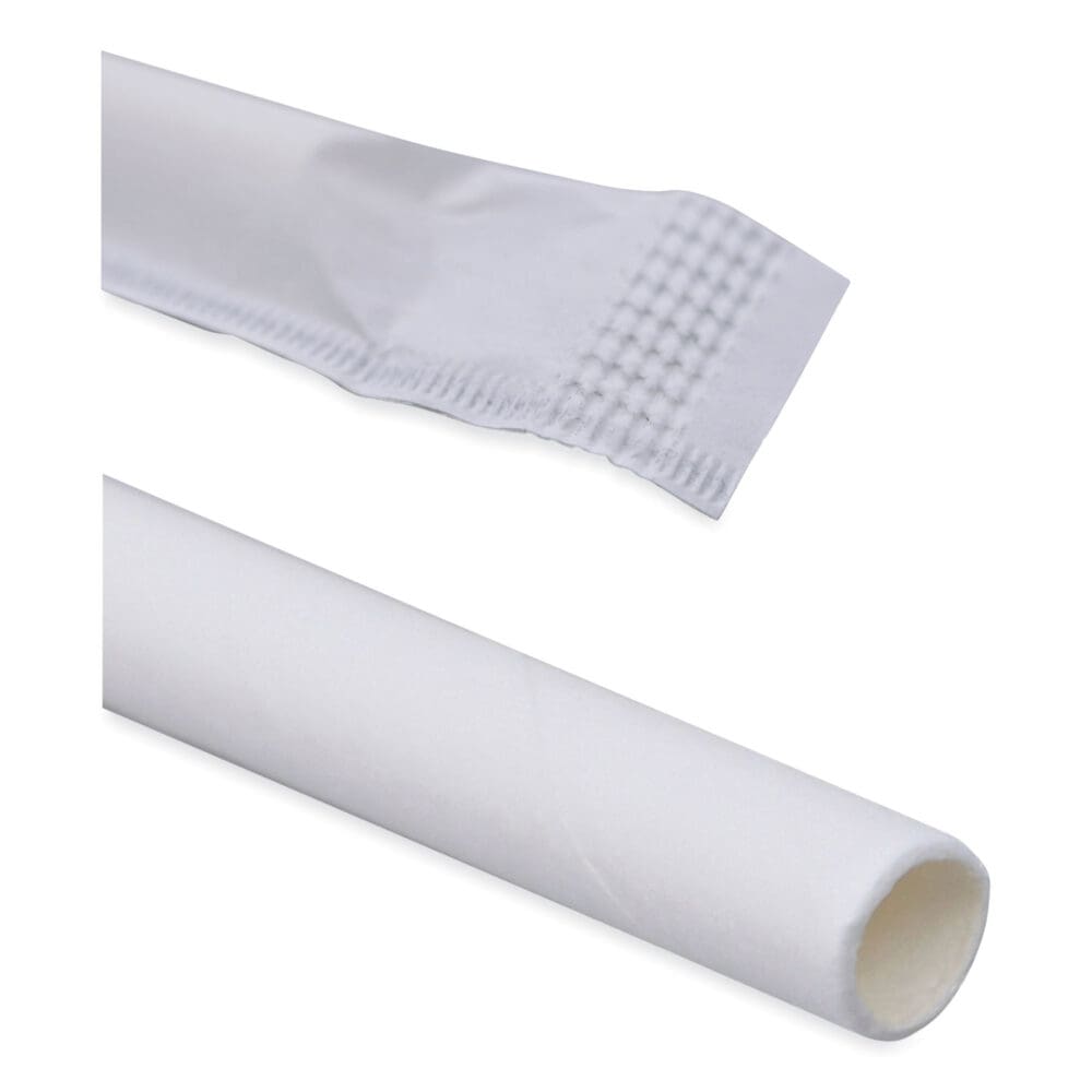 Individually Wrapped Paper Straws, 7.75" x 0.25", White, 3,200/Carton - Image 5