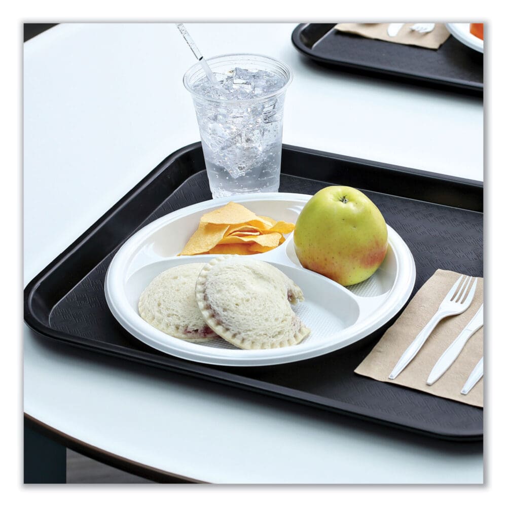 Hi-Impact Plastic Dinnerware, Plate, 3-Compartment, 10" dia, White, 500/Carton - Image 4