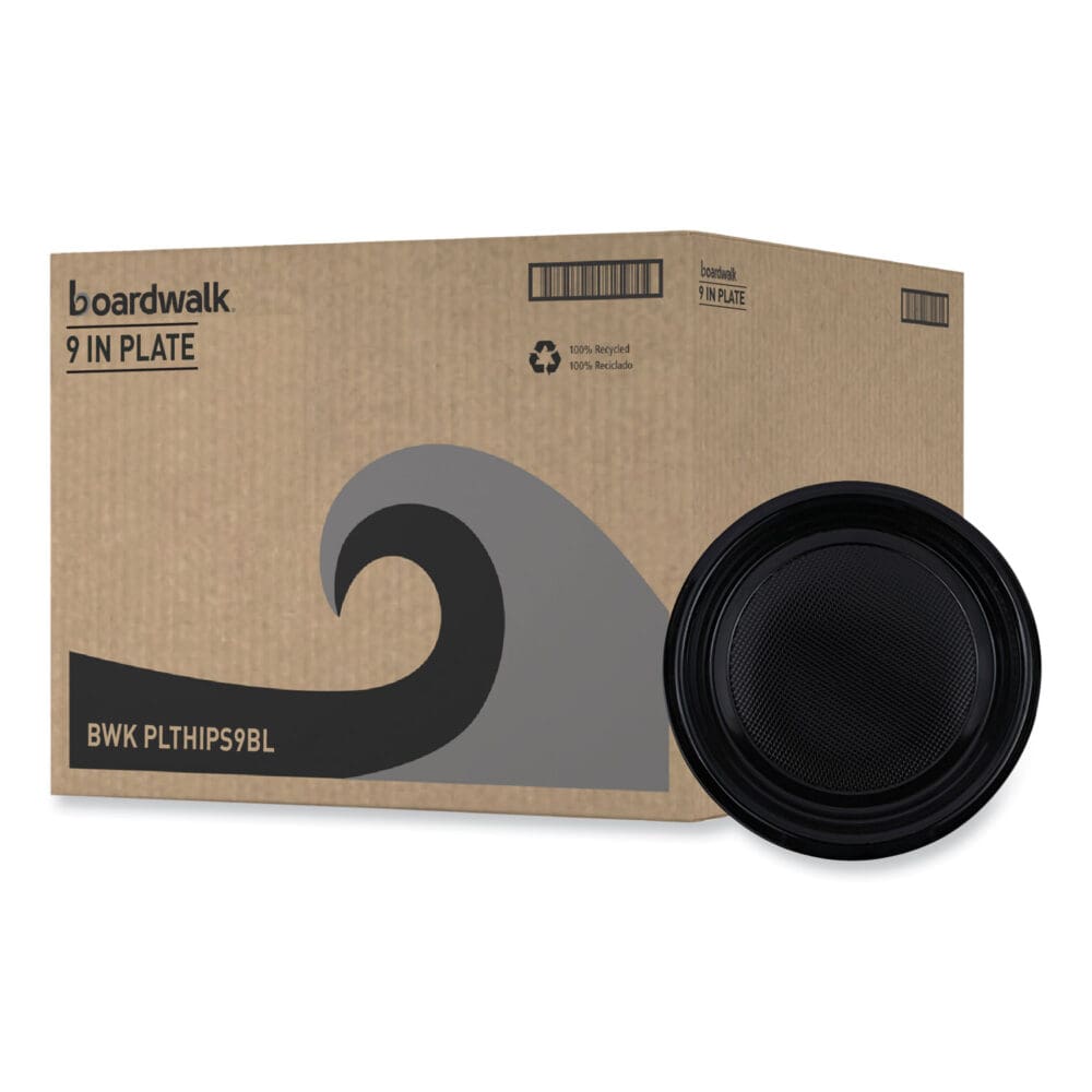 Hi-Impact Plastic Dinnerware, Plate, 9" dia, Black, 500/Carton - Image 8