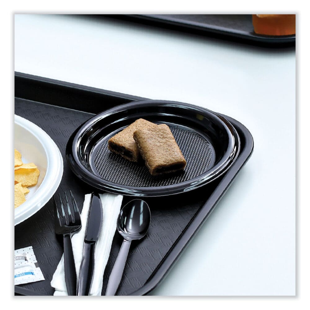 Hi-Impact Plastic Dinnerware, Plate, 9" dia, Black, 500/Carton - Image 6