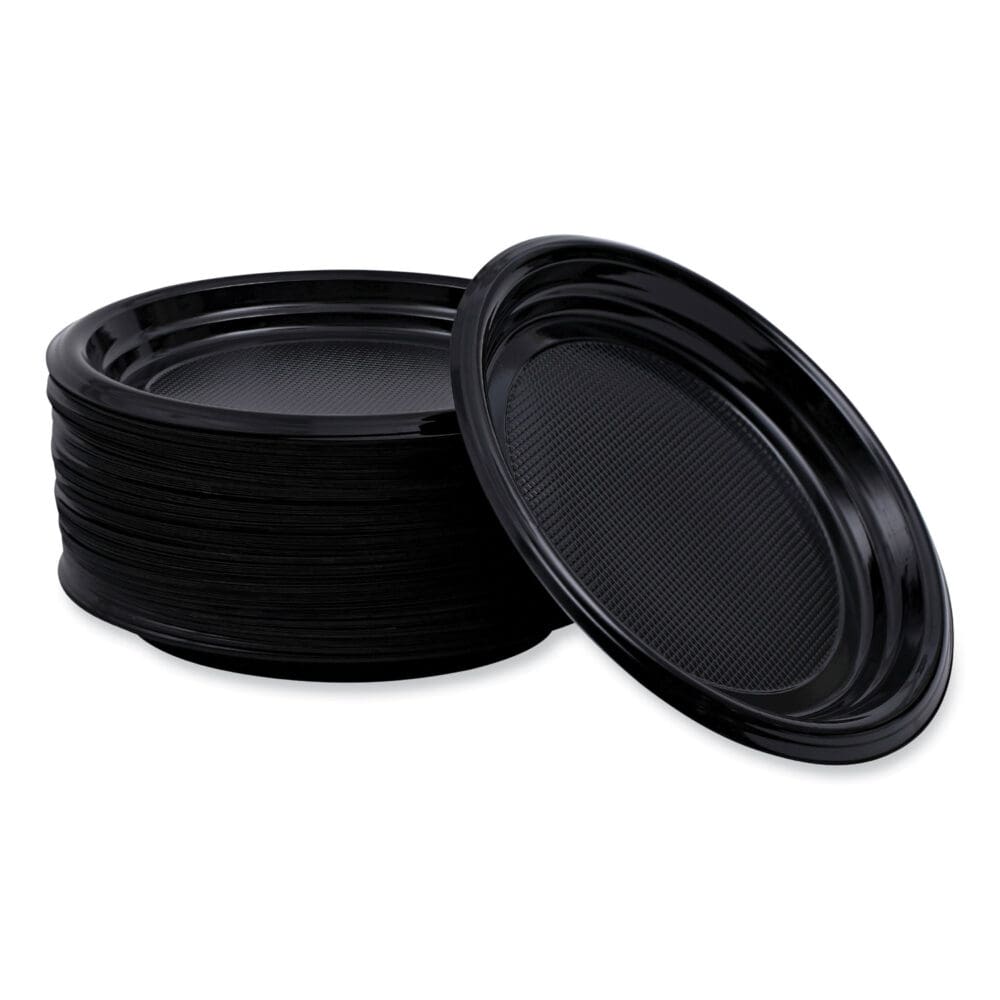 Hi-Impact Plastic Dinnerware, Plate, 9" dia, Black, 500/Carton - Image 5