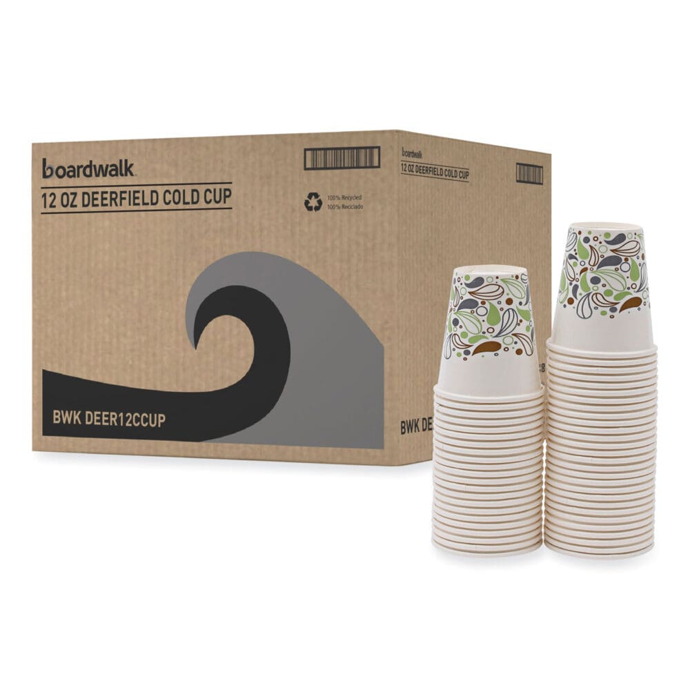 Deerfield Printed Paper Cold Cups, 12 oz, 50 Cups/Sleeve, 20 Sleeves/Carton - Image 7