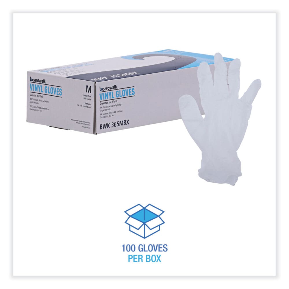 General Purpose Vinyl Gloves, Powder/Latex-Free, 2.6 mil, Medium, Clear, 100/Box - Image 7