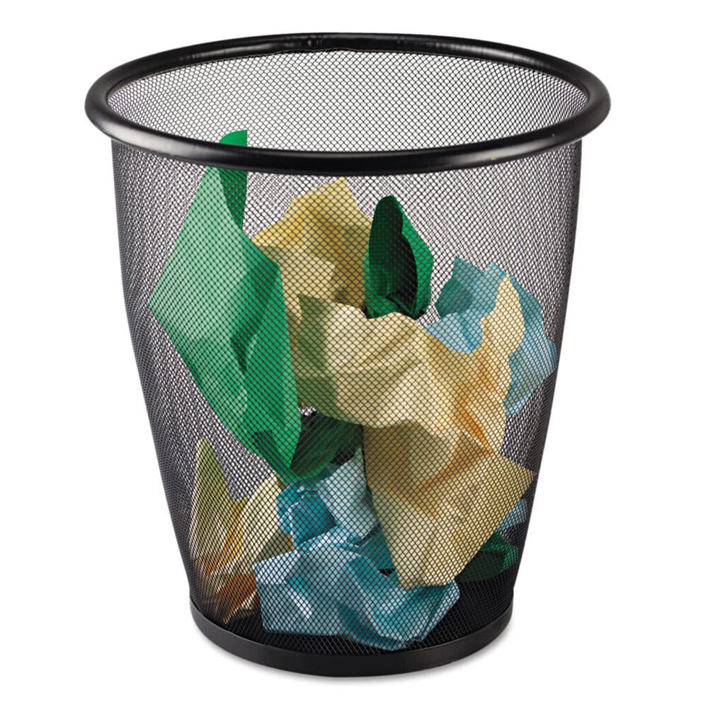 Onyx Round Mesh Wastebaskets, 5 gal, Steel Mesh, Black - Image 5