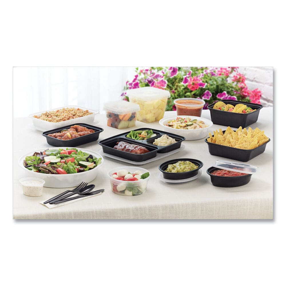 Newspring VERSAtainer Microwavable Containers, Round, 35 oz, 8 x 8 x 2.5, White/Clear, Plastic, 150/Carton - Image 2