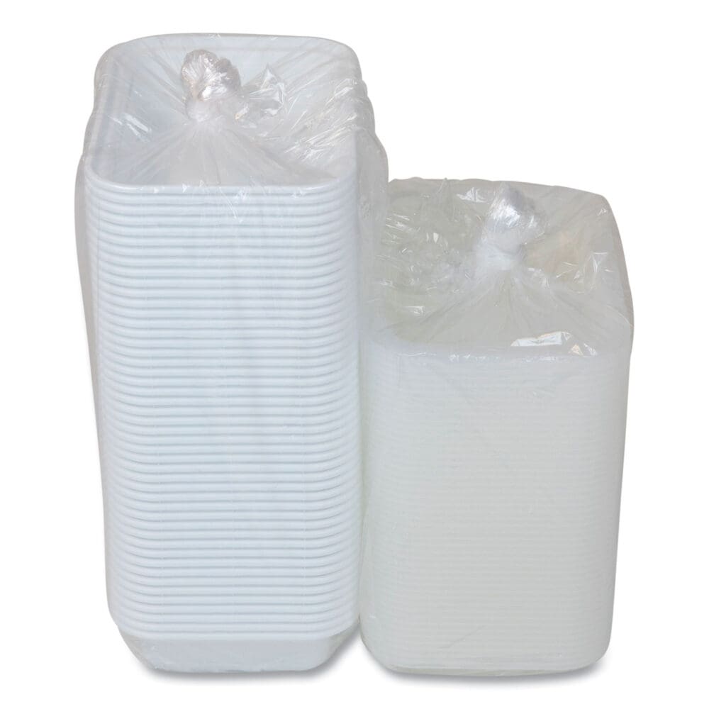 Newspring VERSAtainer Microwavable Containers, Rectangular, 16 oz, 5 x 7.25 x 2, White/Clear, Plastic, 150/Carton - Image 2