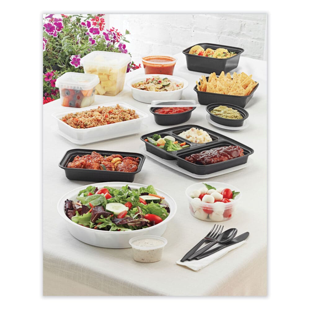 Newspring VERSAtainer Microwavable Containers, Round, 35 oz, 8 x 8 x 2.5, White/Clear, Plastic, 150/Carton - Image 3