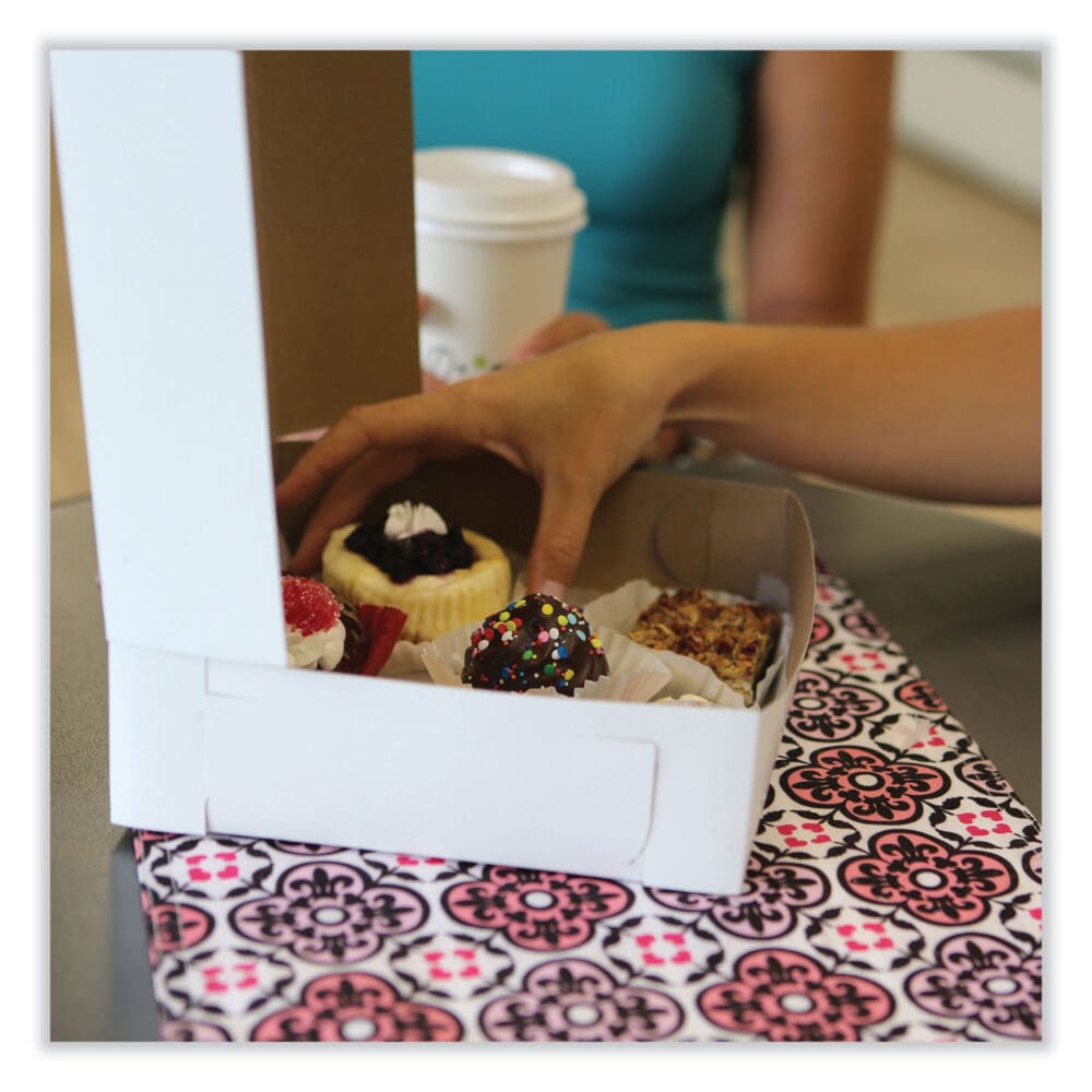 Bakery Boxes, Standard, 19 x 14 x 4, White, Paper, 50/Carton - Image 2