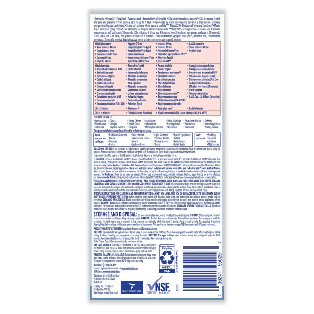 Disinfectant Spray, 19 oz Aerosol Spray, 12/Carton - Image 4