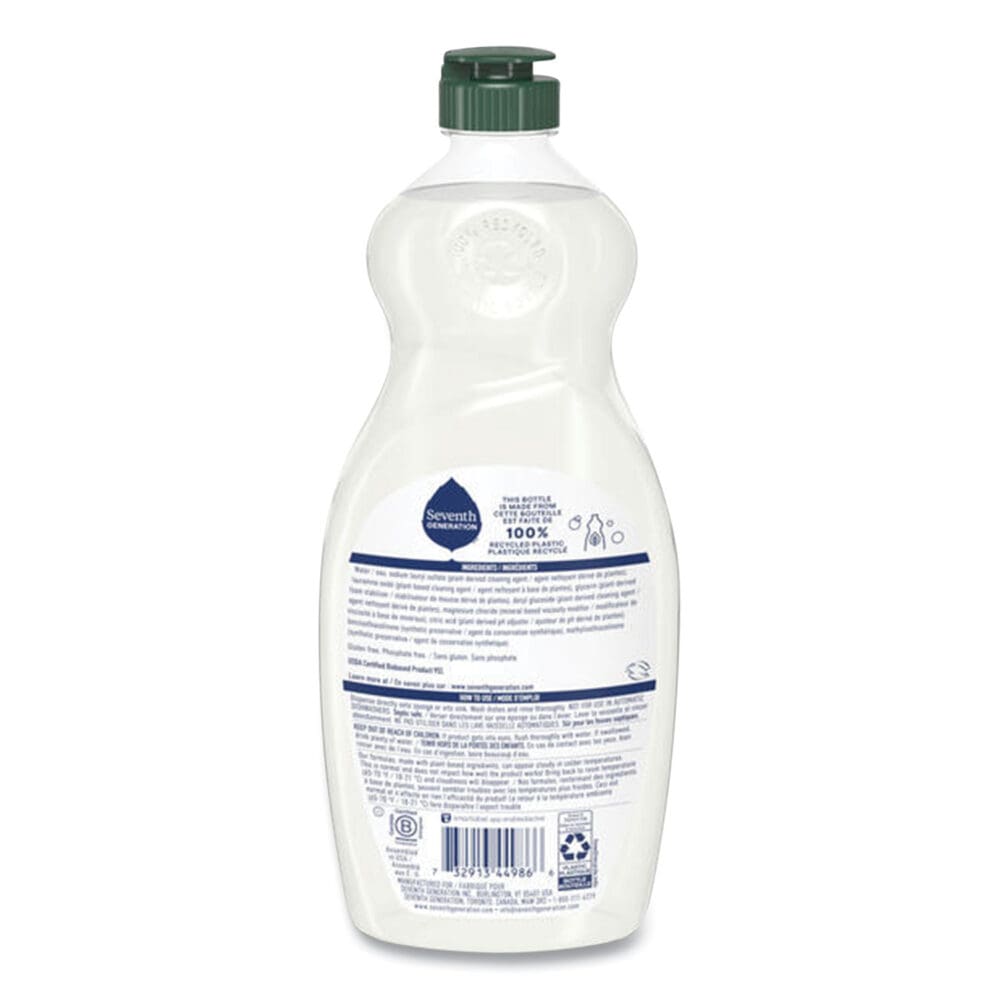 Natural Dishwashing Liquid, Free and Clear, 19 oz Bottle, 6/Carton - Image 2