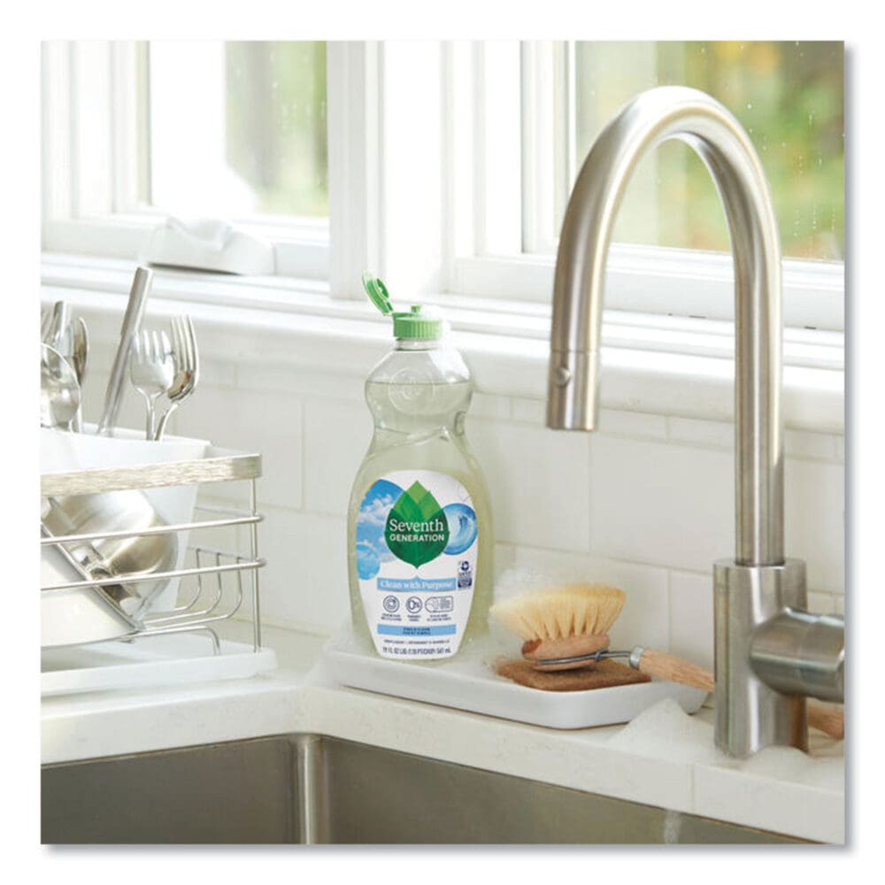 Natural Dishwashing Liquid, Free and Clear, 19 oz Bottle, 6/Carton - Image 3