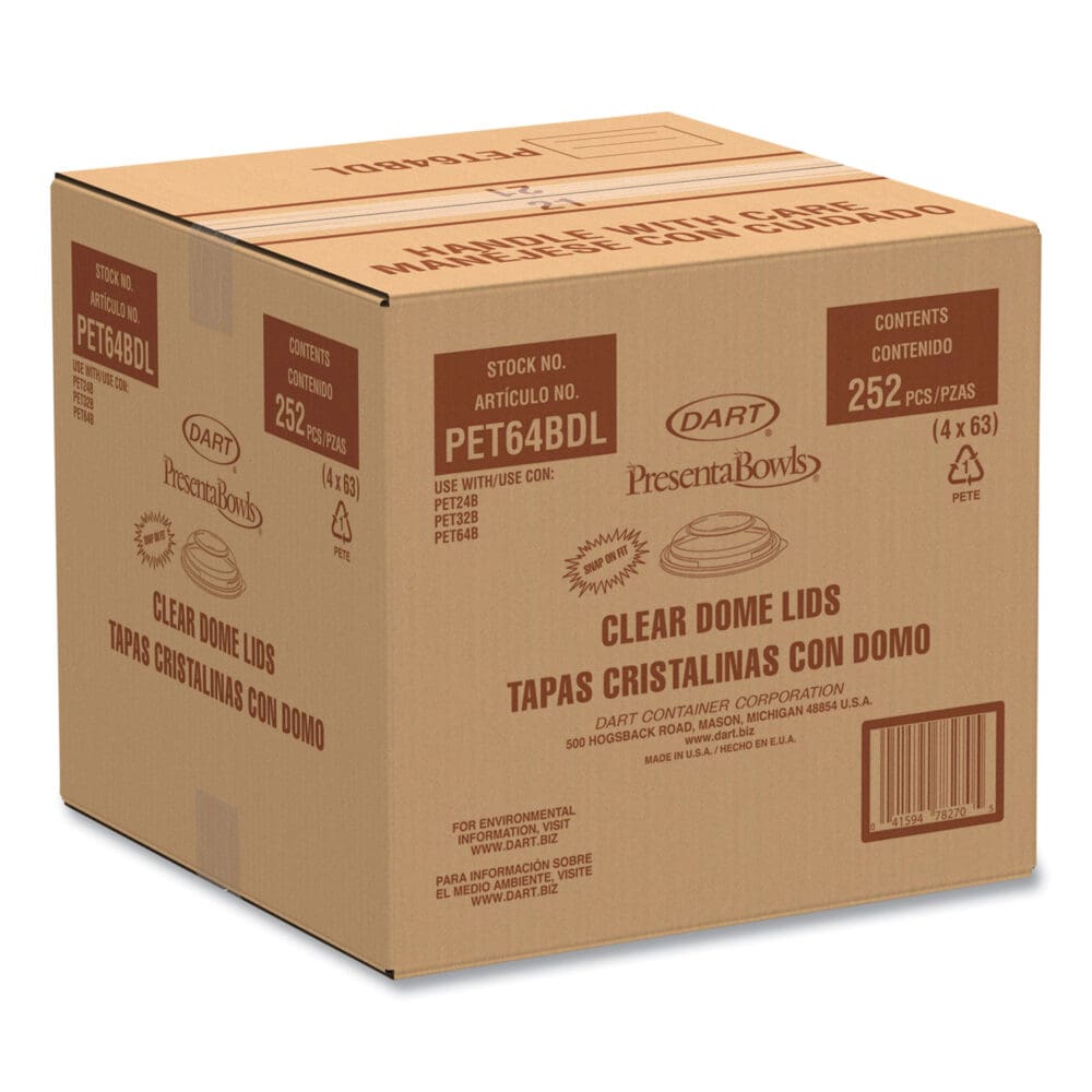 PresentaBowls Lids, Clear, Fits 24-64 oz Bowls, 7.3" Diameter x 1.1"hj, Plastic, 252/Carton - Image 4