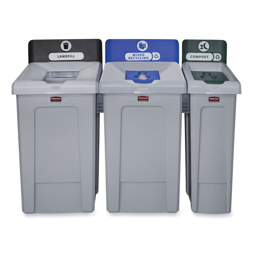 Slim Jim Recycling Station 1-Stream, Mixed Recycling Station, 33 gal, Resin, Gray - Image 7