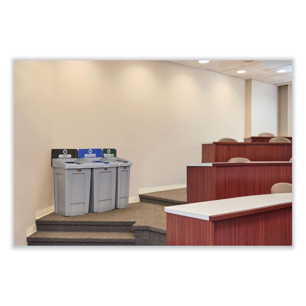 Slim Jim Recycling Station 1-Stream, Mixed Recycling Station, 33 gal, Resin, Gray - Image 2
