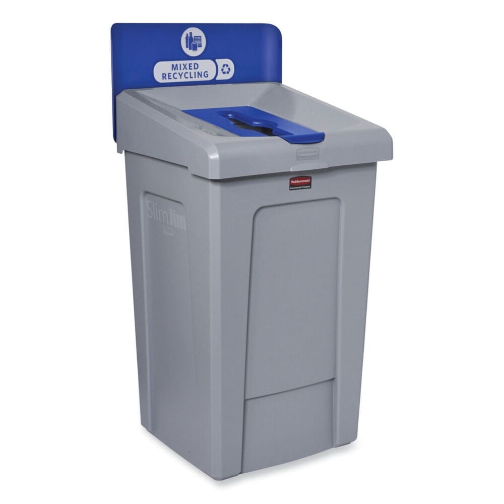 Slim Jim Recycling Station 1-Stream, Mixed Recycling Station, 33 gal, Resin, Gray - Image 3