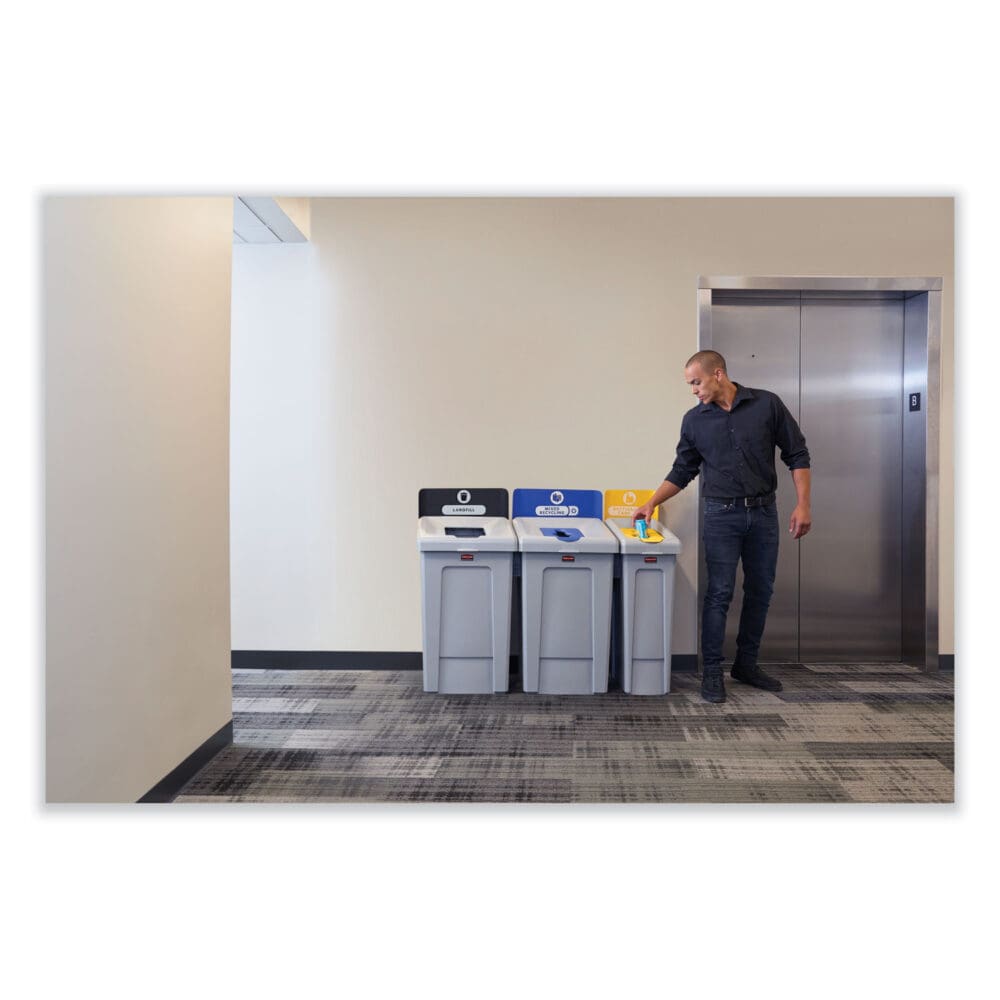 Slim Jim Recycling Station 1-Stream, Mixed Recycling Station, 33 gal, Resin, Gray - Image 6