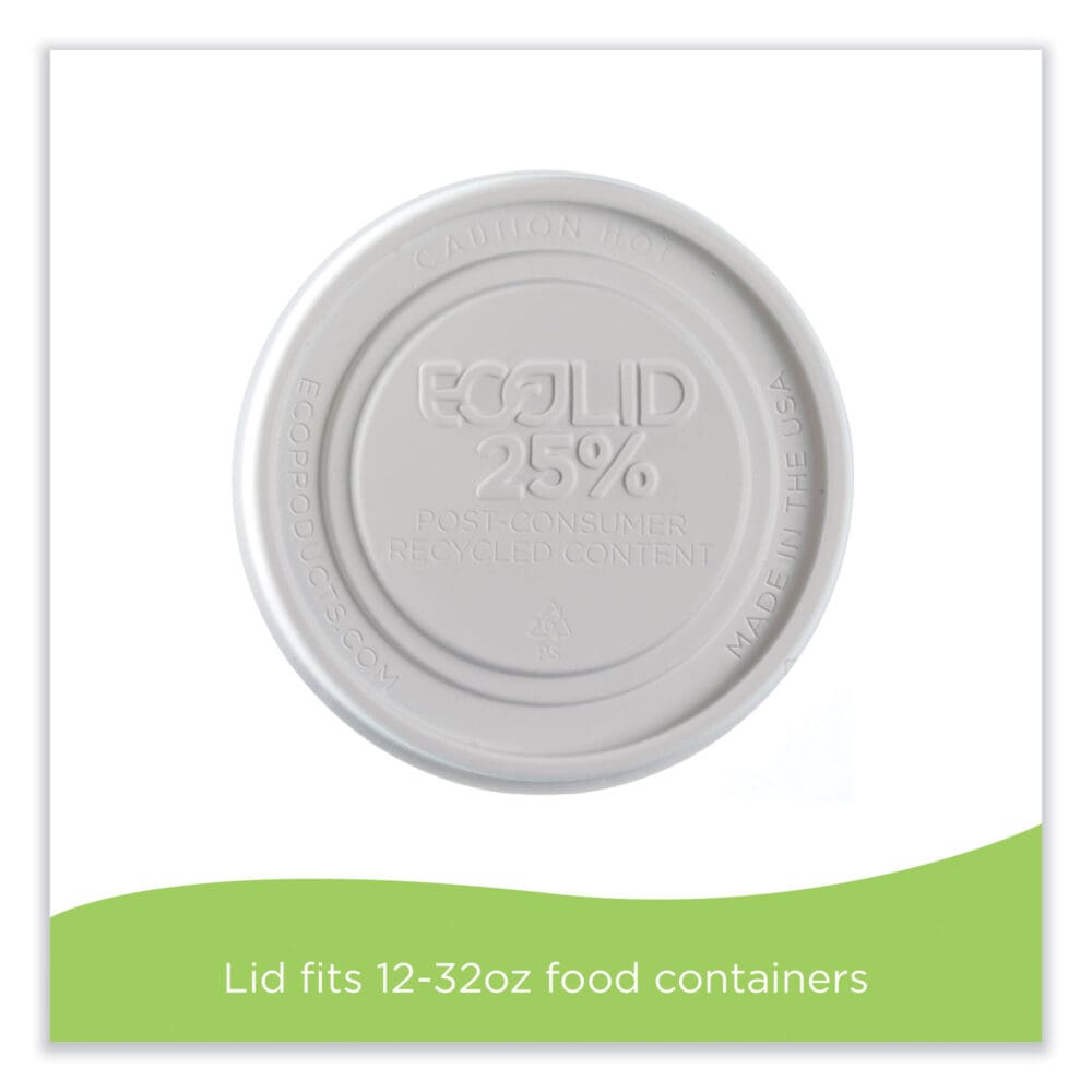Evolution World EcoLid 25% Recycled Food Container Lid, Fits 12 to 32 oz Containers, White, Plastic, 500/Carton - Image 2