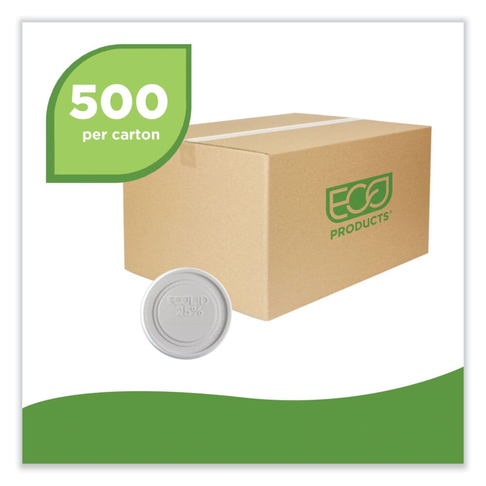 Evolution World EcoLid 25% Recycled Food Container Lid, Fits 12 to 32 oz Containers, White, Plastic, 500/Carton - Image 4