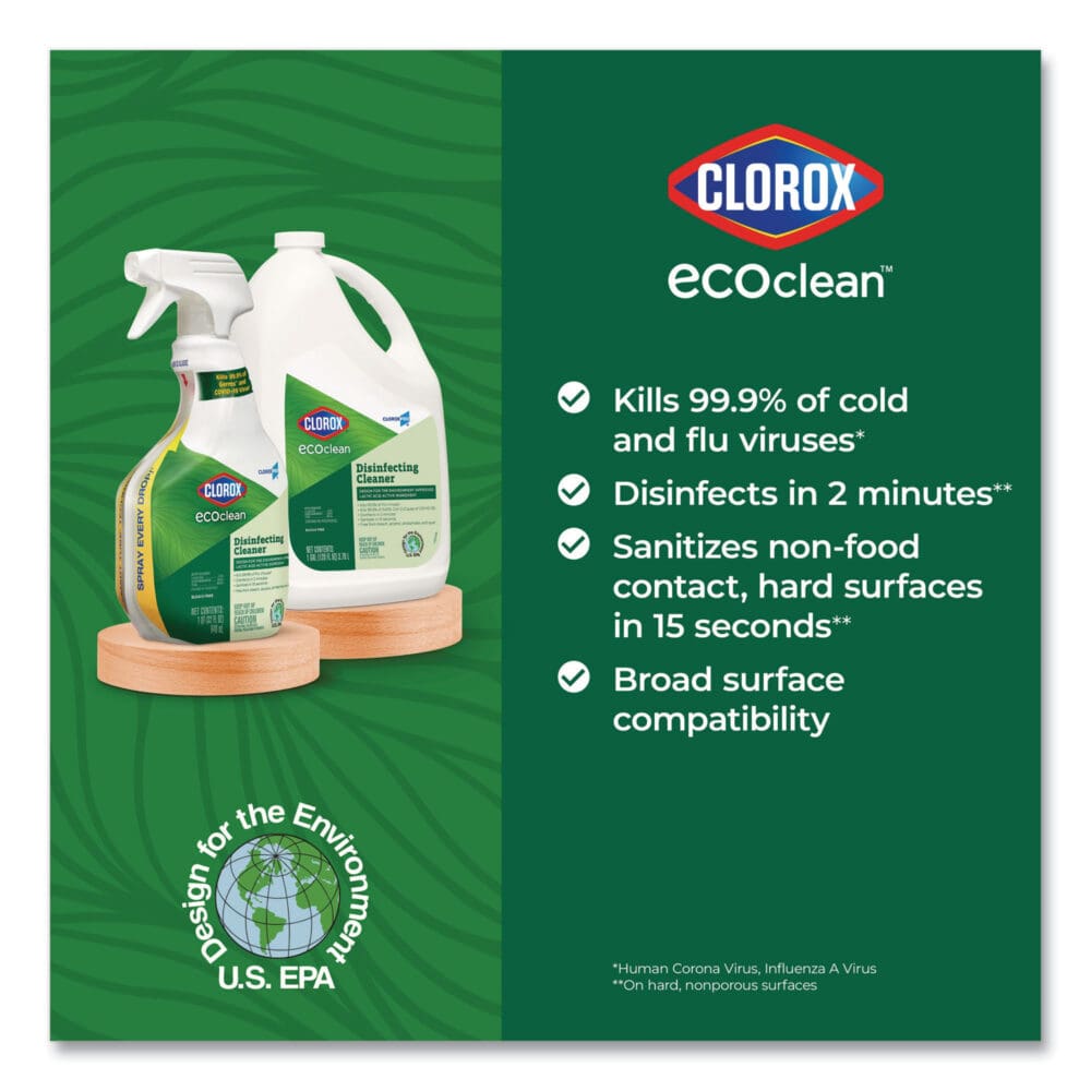 Clorox Pro EcoClean Disinfecting Cleaner, Unscented, 128 oz Refill Bottle, 4/Carton - Image 8