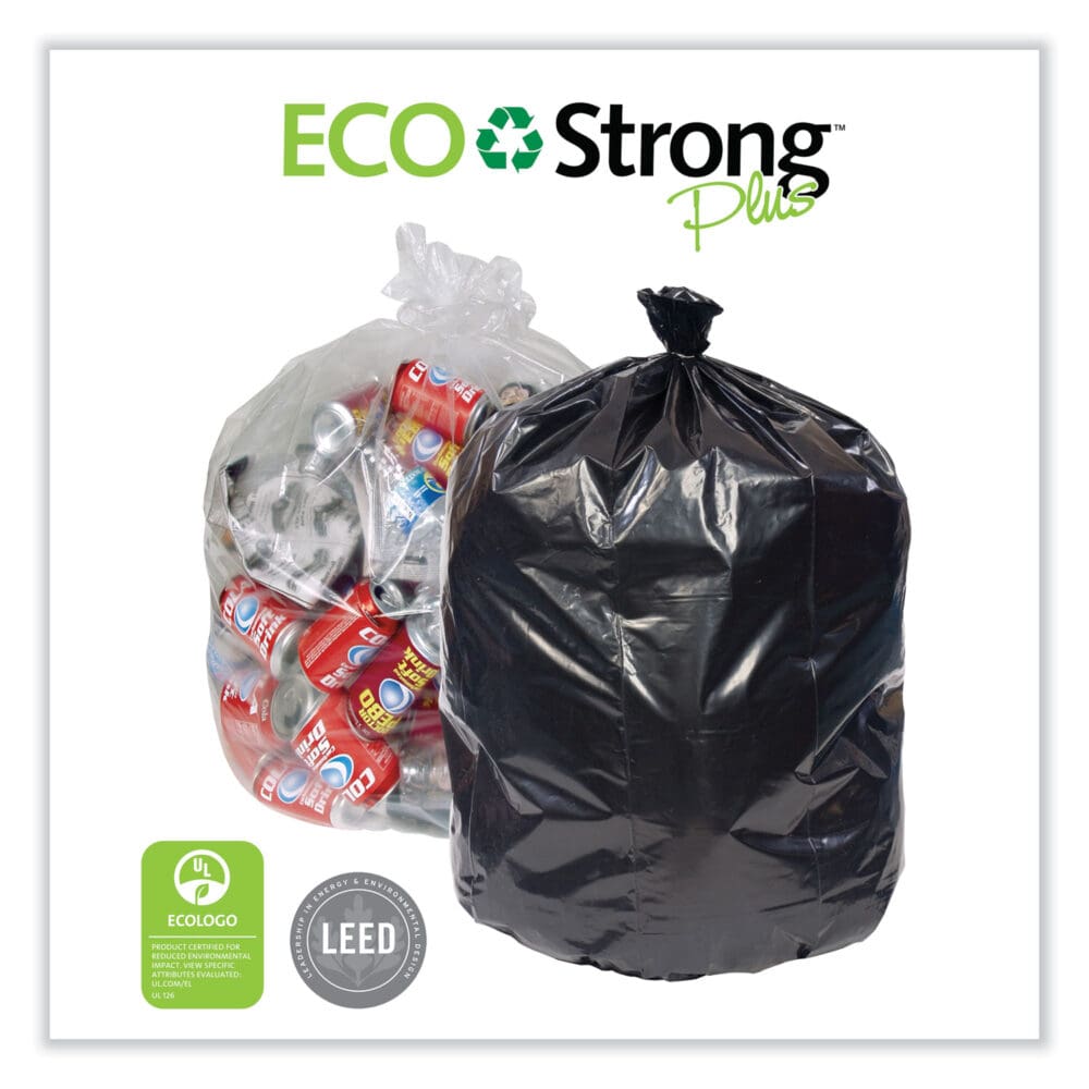 Eco Strong Plus Can Liners, 33 gal, 1 mil, 33 x 39, Natural, 150/Carton - Image 3