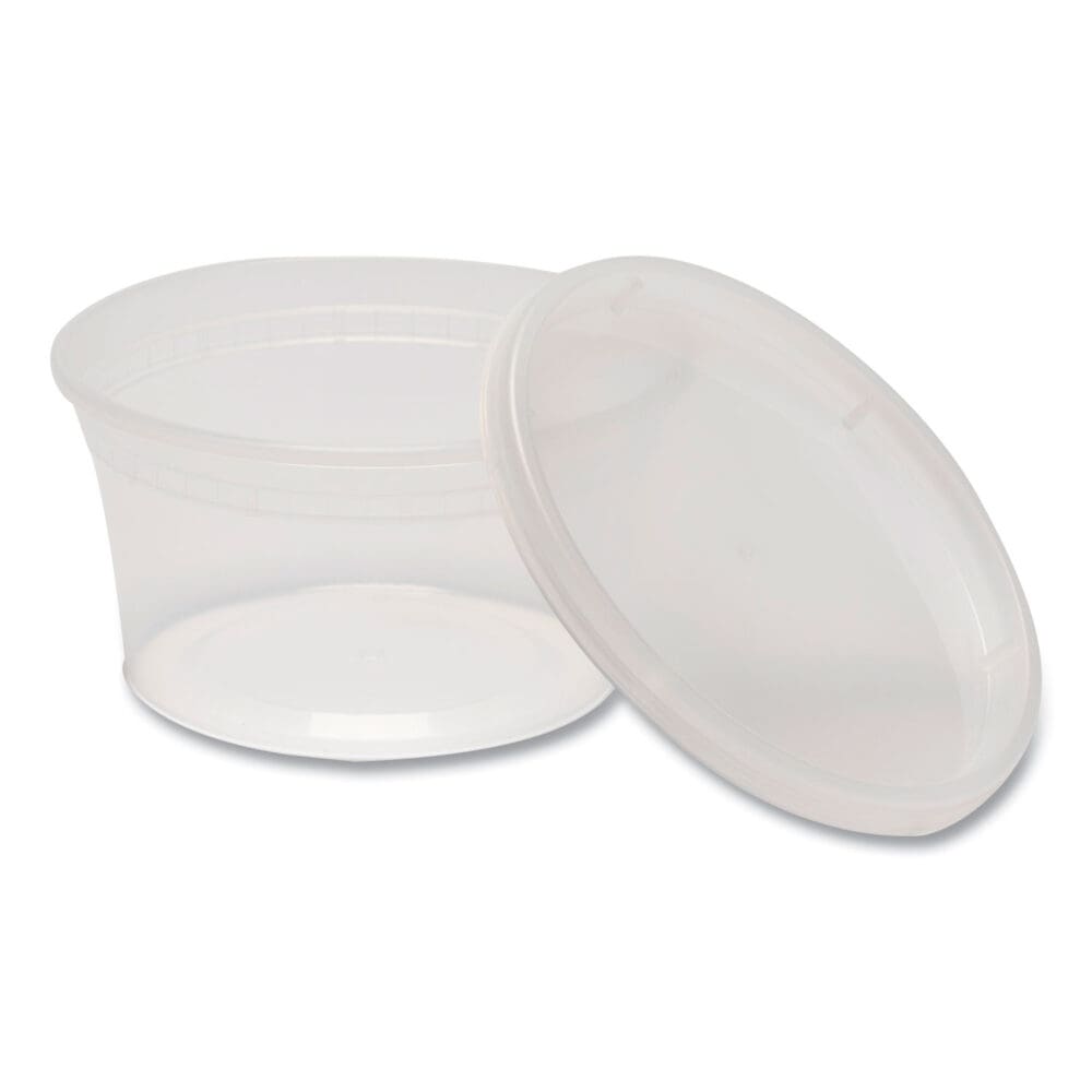 Plastic Deli Container with Lid, 12 oz, Clear, Plastic, 240/Carton - Image 2
