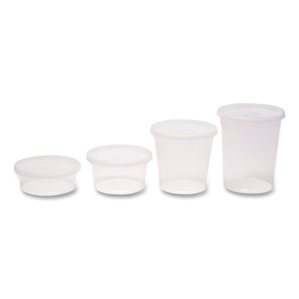 Plastic Deli Container with Lid, 32 oz, Clear, Plastic, 240/Carton - Image 2