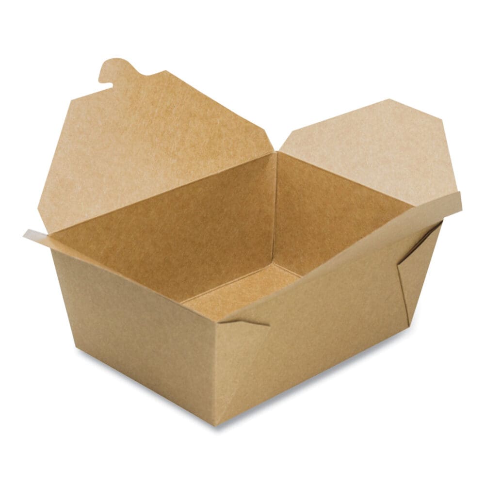 Reclosable Kraft Take-Out Box, 110 oz, Paper, 160/Carton - Image 3