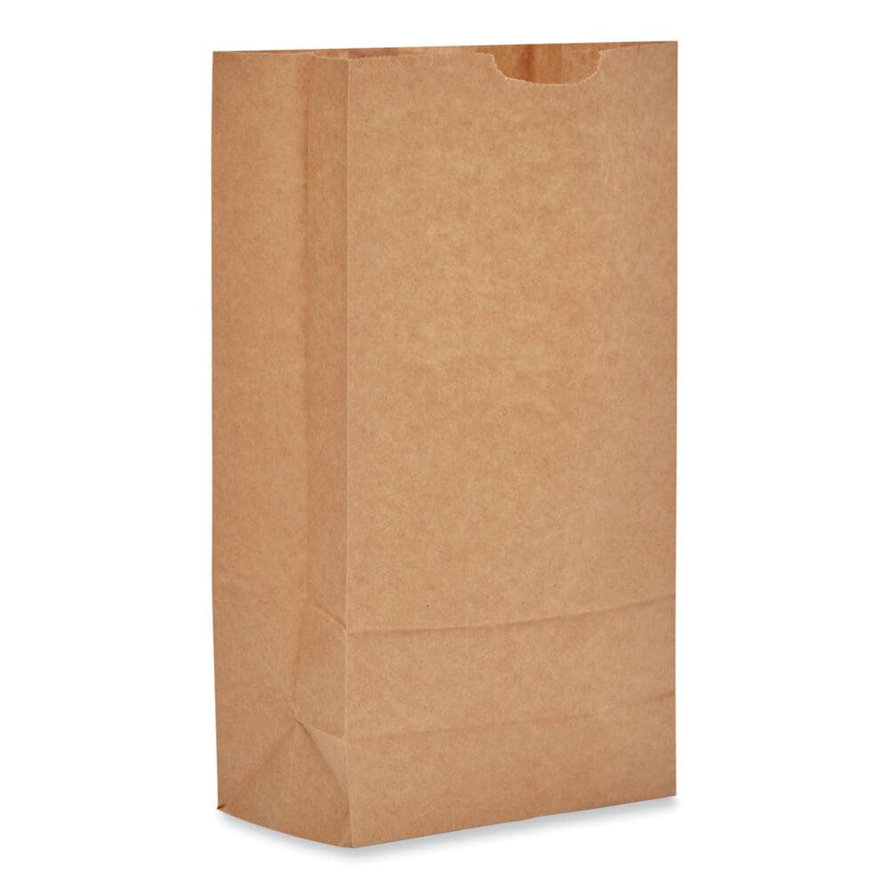 Grocery Paper Bags, 50 lb Capacity, #10, 6.31" x 4.19" x 13.38", Kraft, 500 Bags - Image 2