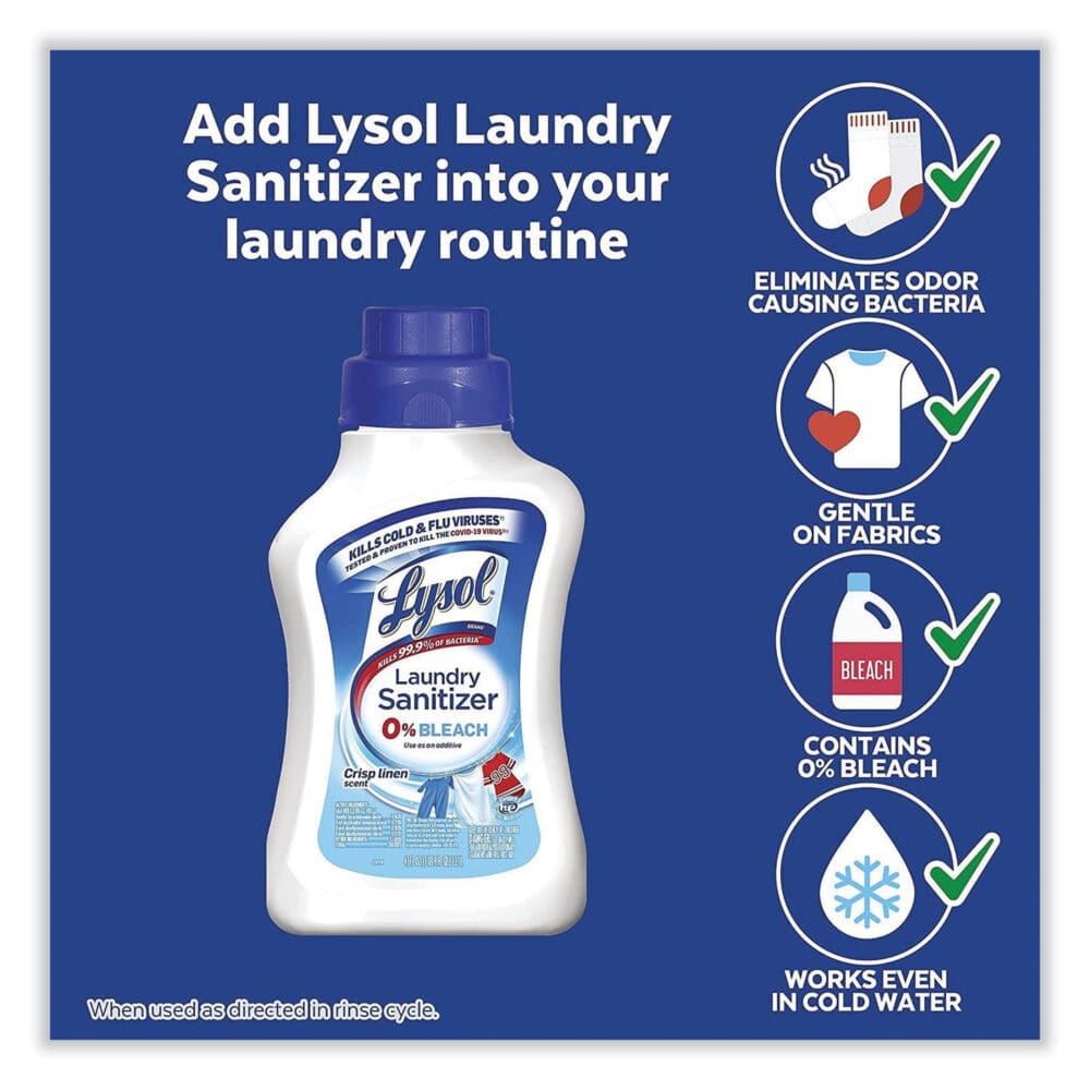 Laundry Sanitizer, Liquid, Crisp Linen, 90 oz, 4/Carton - Image 3