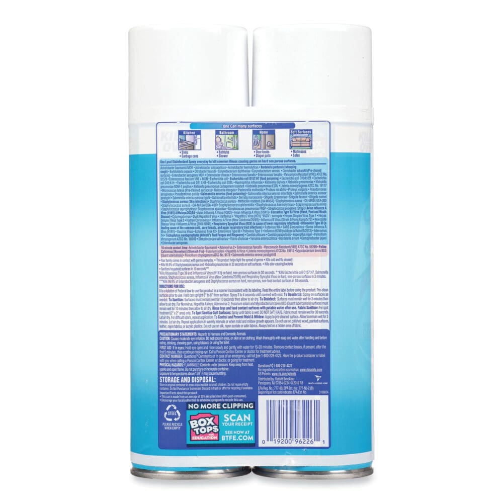 Disinfectant Spray, Crisp Linen, 19 oz Aerosol Spray, 2/Pack, 4 Packs/Carton - Image 7