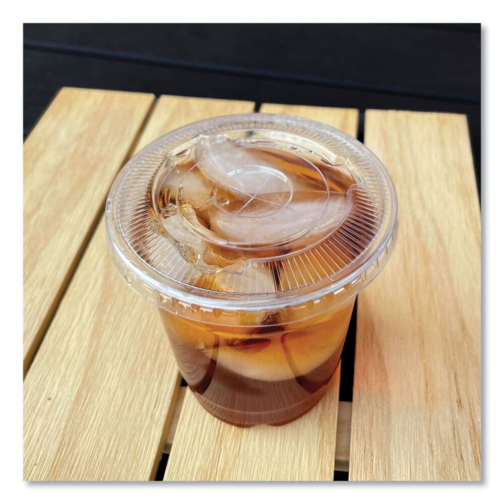 Crystal-Clear Cold Cup Straw-Slot Lids, Fits 9 oz Squat/12 oz PET Cups, 1,000/Carton - Image 3
