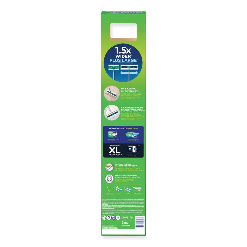 Sweeper Mop, 16.5 x 9 White Cloth Head, 46" Green/Silver Aluminum/Plastic Handle - Image 4