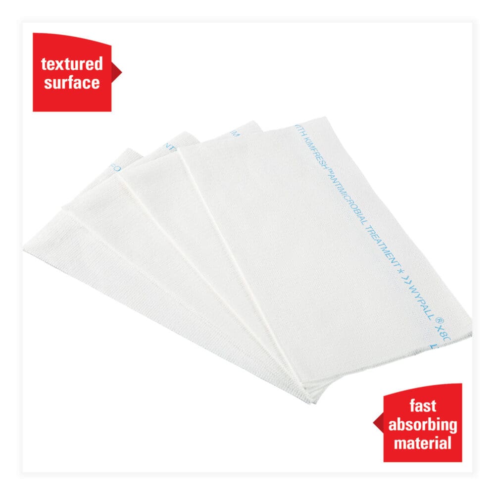 X80 Foodservice Towel, Kimfresh Antimicrobial Hydroknit, 12 x 23.4, Unscented, White/Blue Stripe, 150/Carton - Image 4