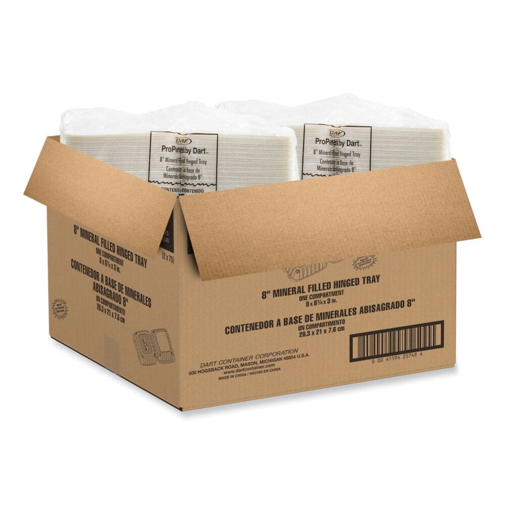 Hinged Lid Containers, Single Compartment, 8.25 x 8 x 3, White, Plastic, 150/Carton - Image 5