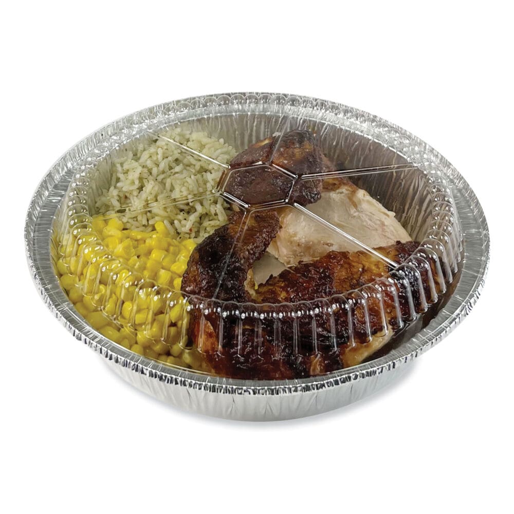 Round Aluminum To-Go Container Lids, Dome Lid, 9", Clear, Plastic, 500/Carton - Image 4
