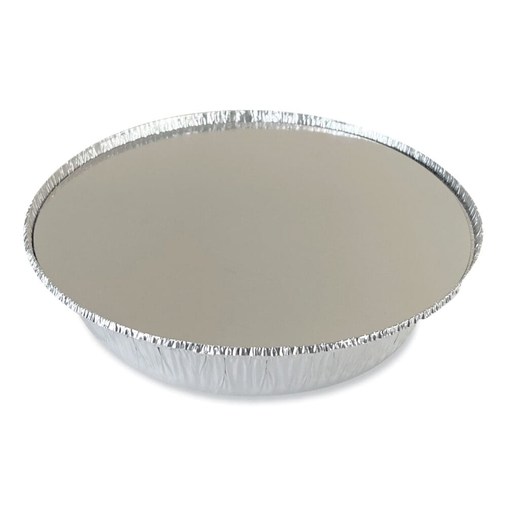 Round Aluminum To-Go Container Lids, Flat Lid, 9", Silver, Paper, 500/Carton - Image 3