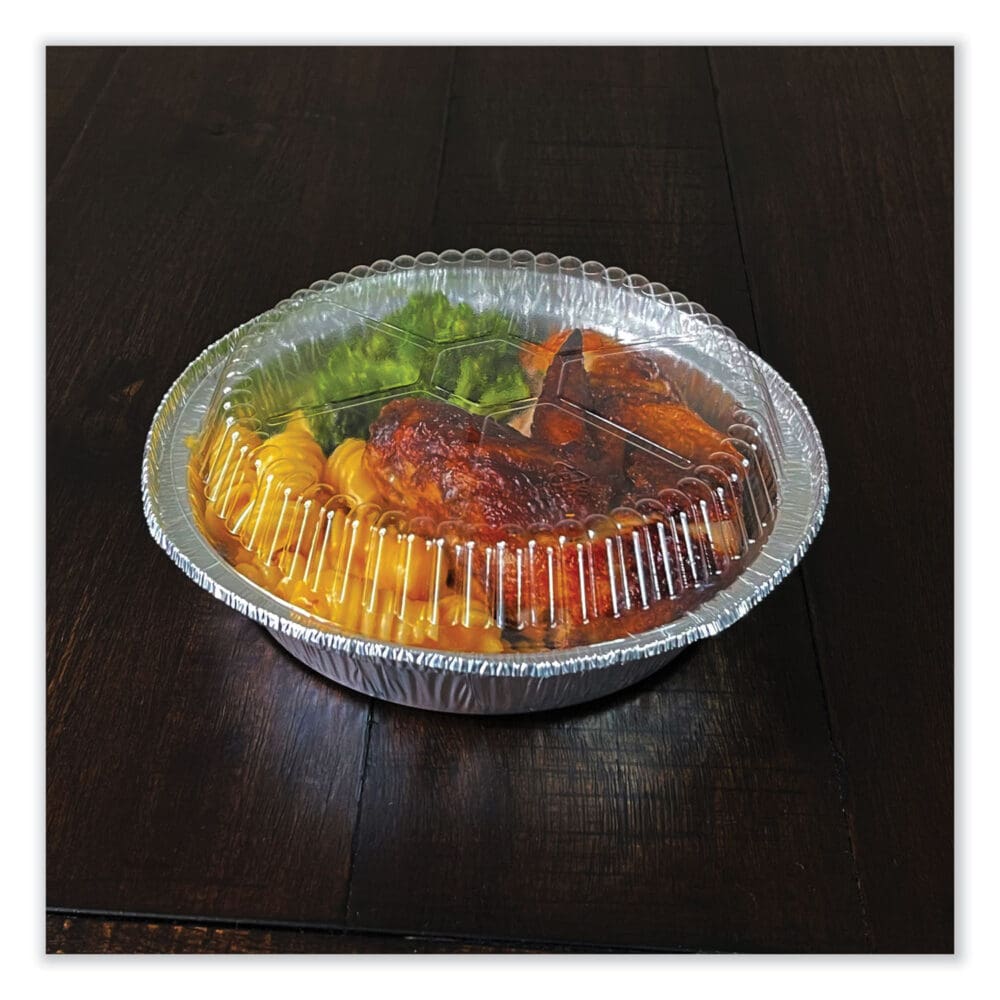 Round Aluminum To-Go Container Lids, Dome Lid, 7", Clear, Plastic, 500/Carton - Image 4