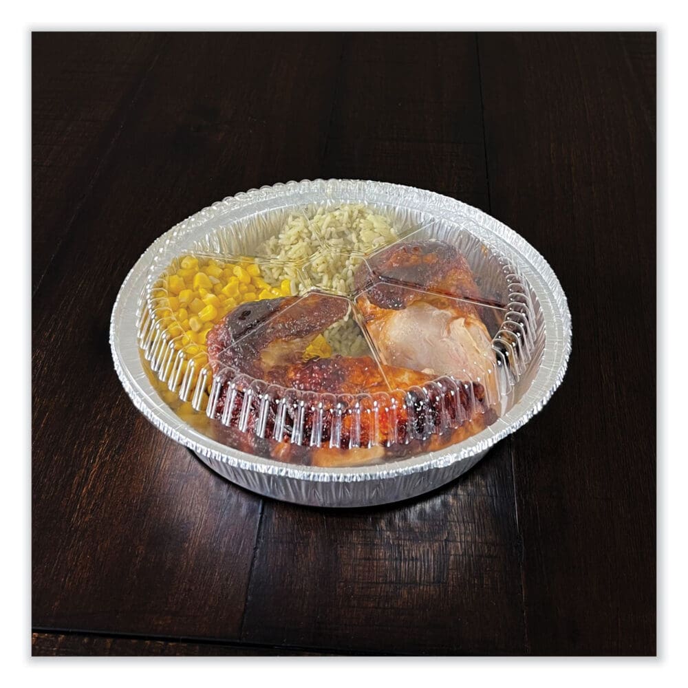 Round Aluminum To-Go Container Lids, Dome Lid, 9", Clear, Plastic, 500/Carton - Image 2