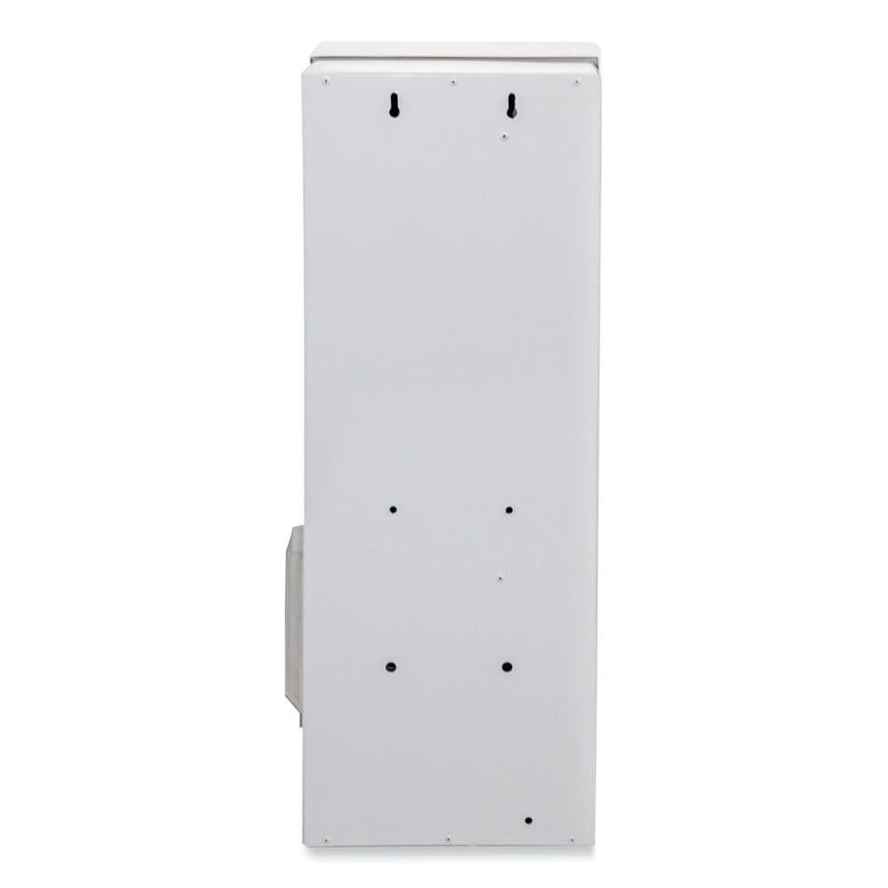 Dual Sanitary Napkin/Tampon Dispenser, 25 Cent Coin Mechanism, 11.13 x 7.63 x 26.38, White/Blue - Image 2