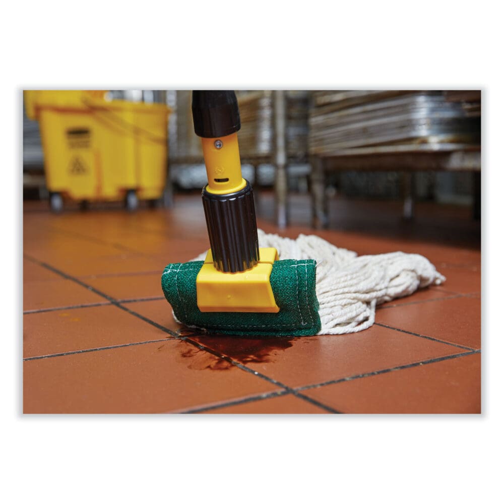 Gripper Hardwood Mop Handle, 1.13" dia x 60", Natural/Yellow - Image 5