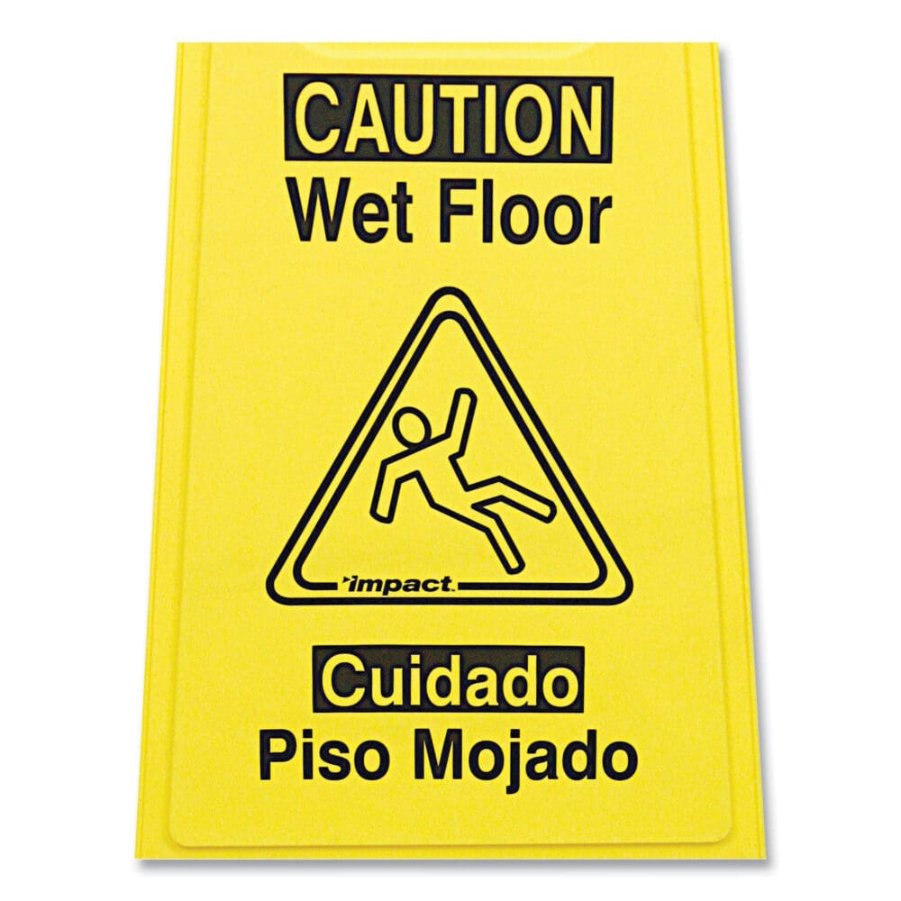 Bilingual Yellow Wet Floor Sign, 12.05 x 1.55 x 24.3 - Image 3