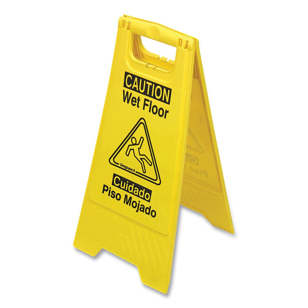 Bilingual Yellow Wet Floor Sign, 12.05 x 1.55 x 24.3 - Image 2