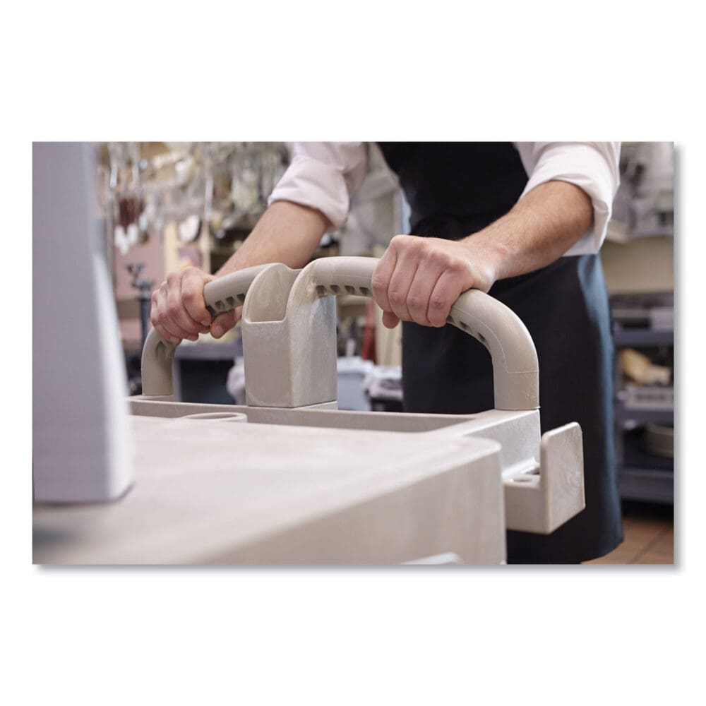 Flat Shelf Utility Cart, Plastic, 2 Shelves, 500 lb Capacity, 19.19" x 37.88" x 33.33", Black - Image 4