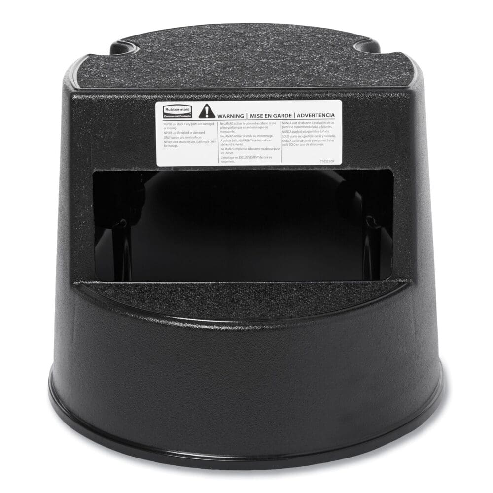 Rolling Step Stool, Curved Design, 2-Step, Retracting Casters, 350 lb Capacity, 16" Diameter x 13.5"h, Black - Image 4