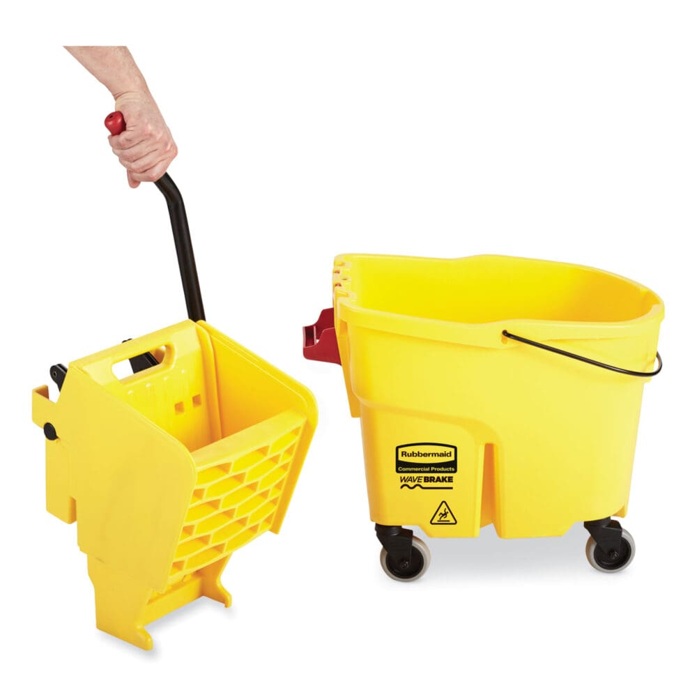 WaveBrake 2.0 Bucket/Wringer Combos, Side-Press, 26 qt, Plastic, Yellow - Image 5
