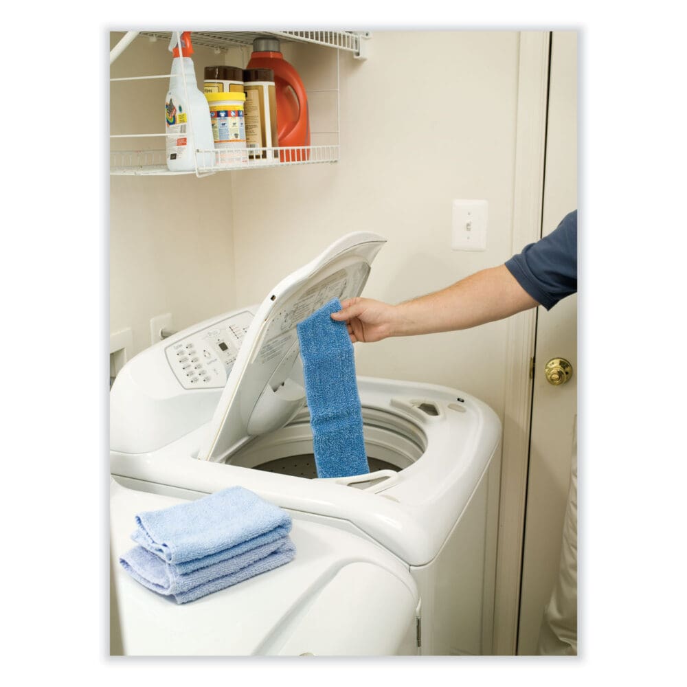 Economy Wet Mopping Pad, Microfiber, 18", Blue, 12/Carton - Image 2