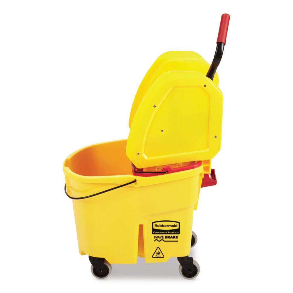 WaveBrake 2.0 Bucket/Wringer Combos, Down-Press, 35 qt, Plastic, Yellow - Image 4